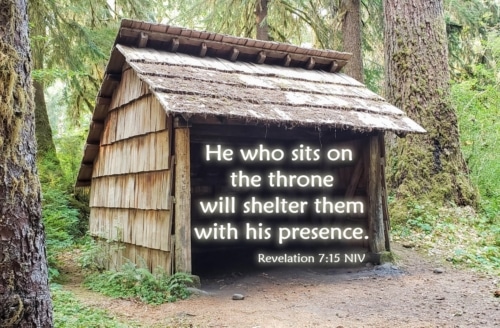 sheltered by his presence